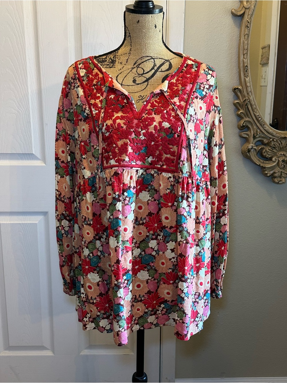 Savanna Jane Pink Floral Peasant Blouse